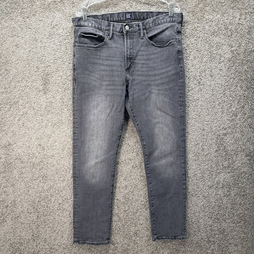 Gap Denim Mens Slim Fit Gray Faded Jeans 34x30 Charcoal 5-Pocket Pants